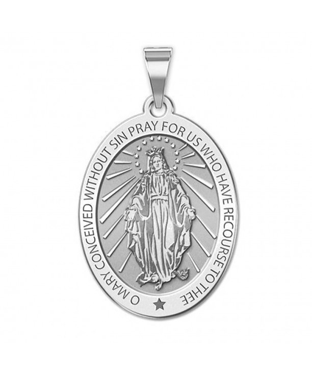 Miraculous Medal Oval Pendant Sterling