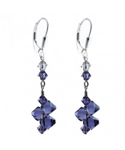 Tanzanite Earrings Swarovski elements Lever back