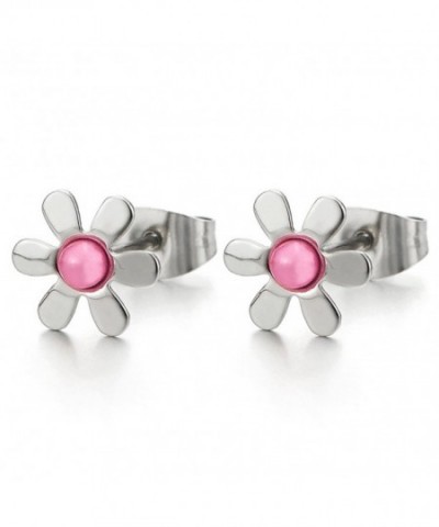 Flower Earrings Stainless Steel Synthetic