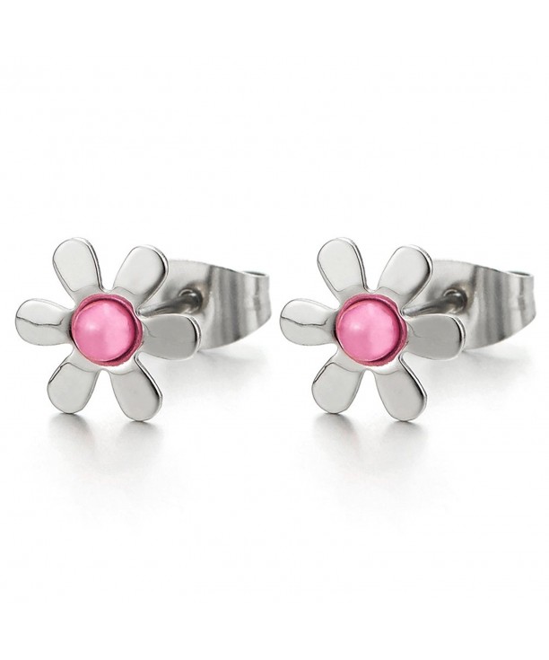 Flower Earrings Stainless Steel Synthetic