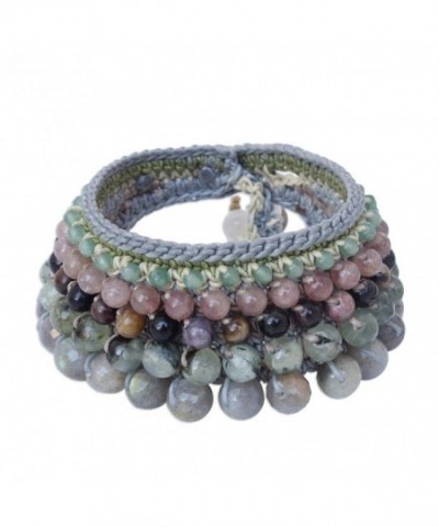 NOVICA Multi Gemstone Labradorite Crocheted Wristband