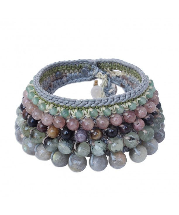 NOVICA Multi Gemstone Labradorite Crocheted Wristband