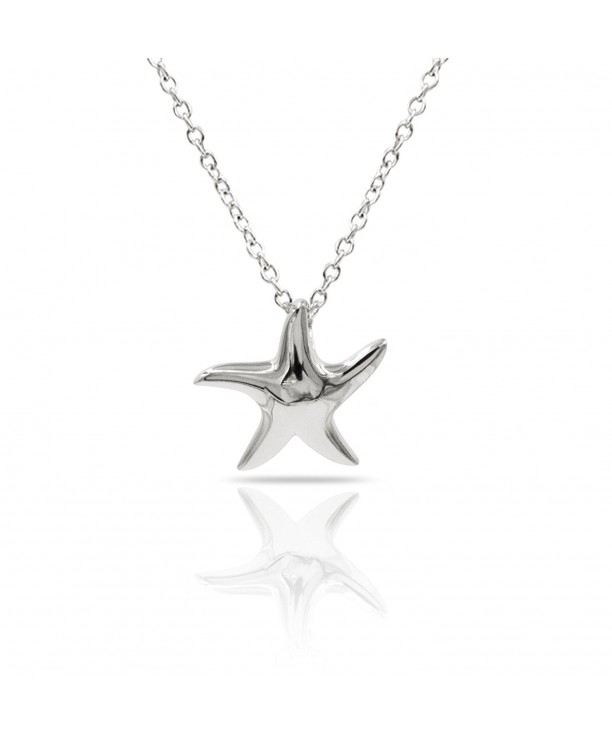 Sterling Necklace Polished Starfish Adjustable