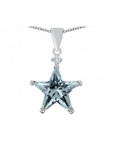 Star Necklace Simulated Aquamarine Sterling