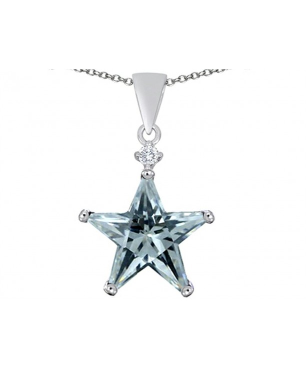 Star Necklace Simulated Aquamarine Sterling
