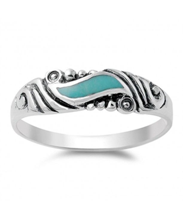Simulated Turquoise Sterling Silver RNG14153 6