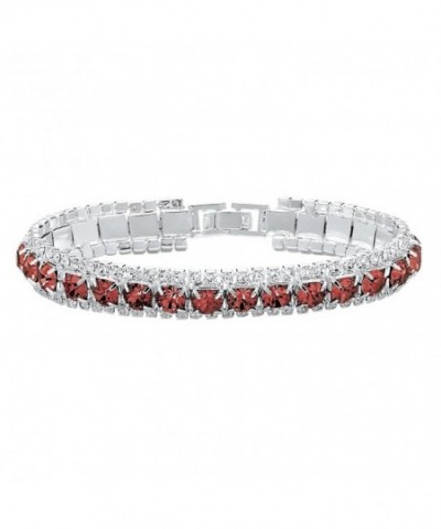 Simulated Birthstone Accent Silvertone Bracelet