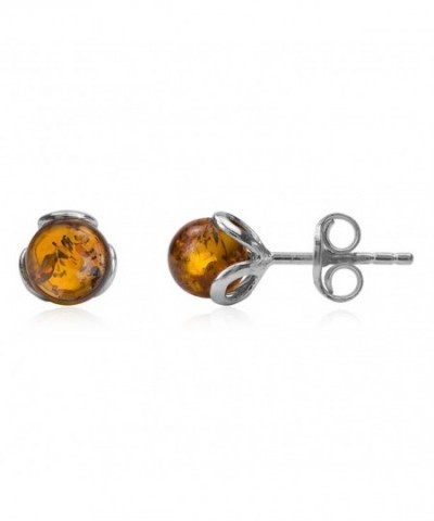 Amber Sterling Silver Small Earrings