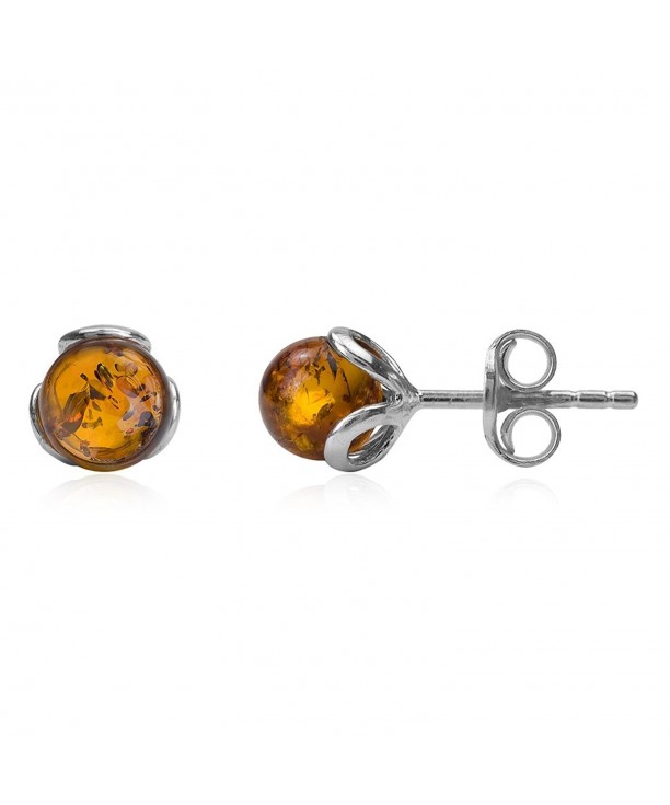 Amber Sterling Silver Small Earrings