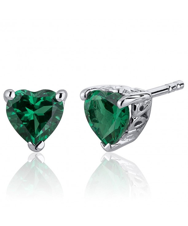 Carats Simulated Emerald Earrings Sterling