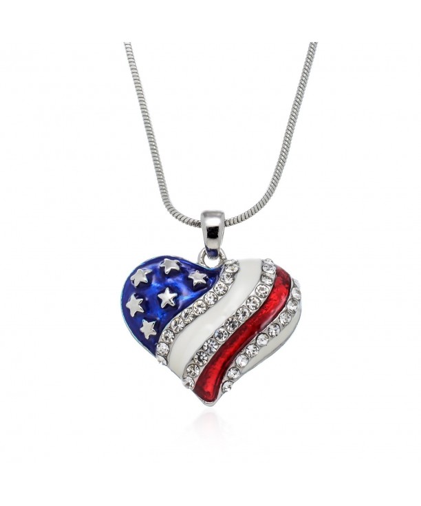 PammyJ Silvertone American Pendant Necklace