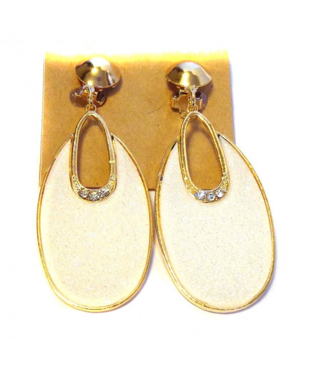 Clip Earrings Dangle Ivory White