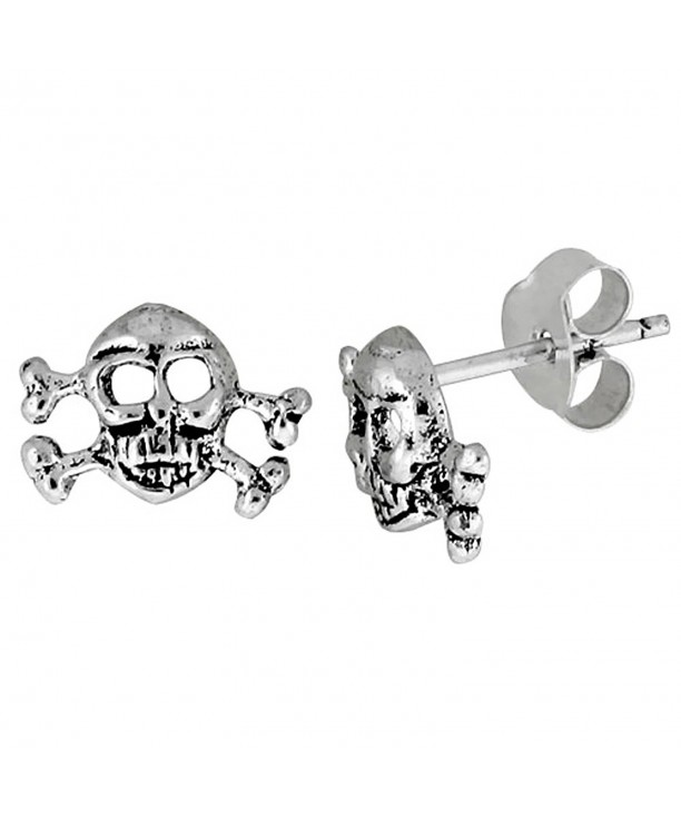 Sterling Silver Skull Crossbones Earrings