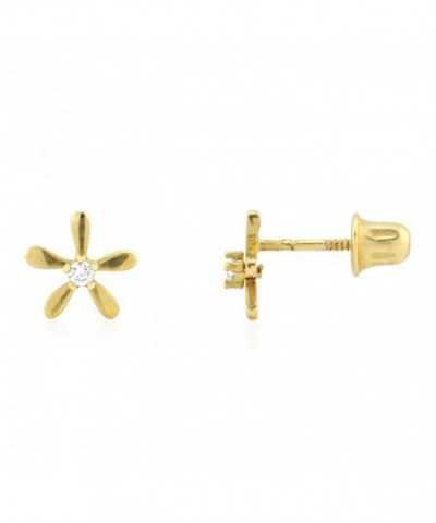 Yellow Polished Flower Screwback Earrings