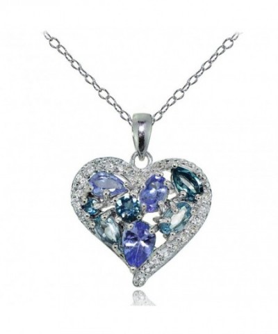 Sterling Tanzanite Aquamarine Cluster Necklace