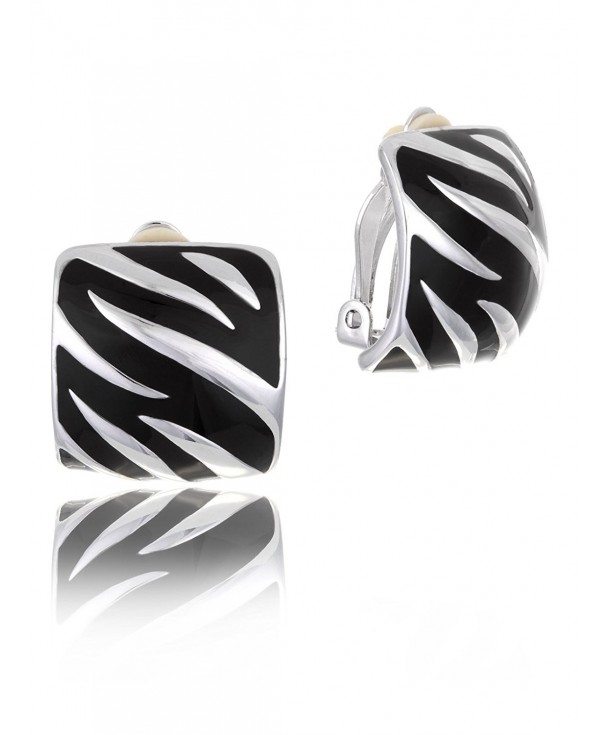 Enamel Silver Rhodium Comfort Earring