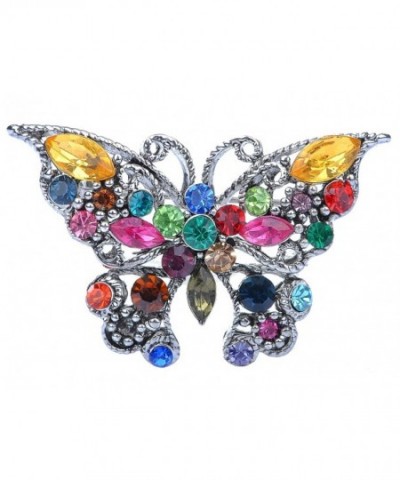 Alilang Silvery Rainbow Rhinestone Butterfly