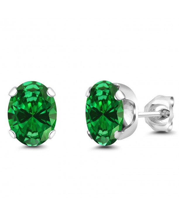 Simulated Emerald Sterling Silver Earrings
