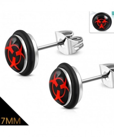 Stainless 3 tone Biohazard Symbol Earrings