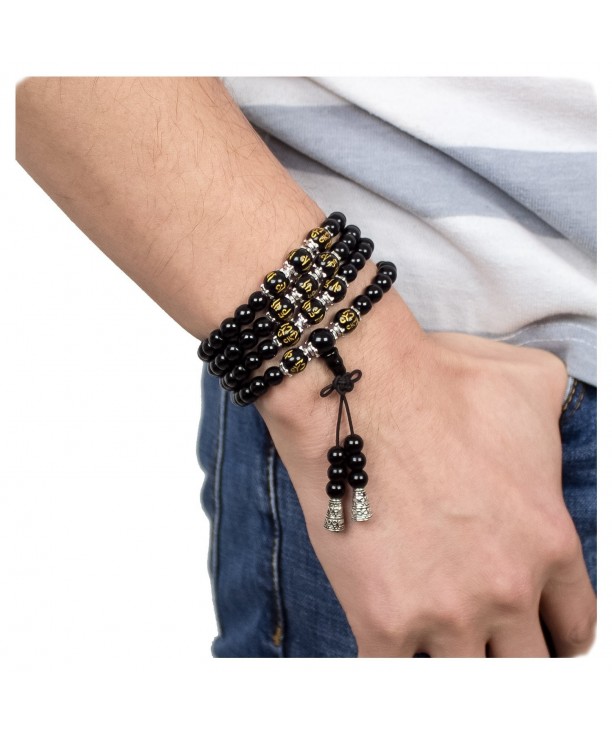 Buddhist Obsidian Gemstone Bracelet Necklace