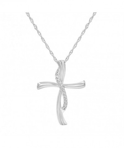 Sterling Silver Diamond Cross Pendant Necklace