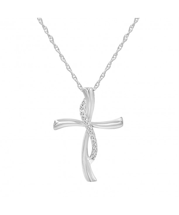 Sterling Silver Diamond Cross Pendant Necklace