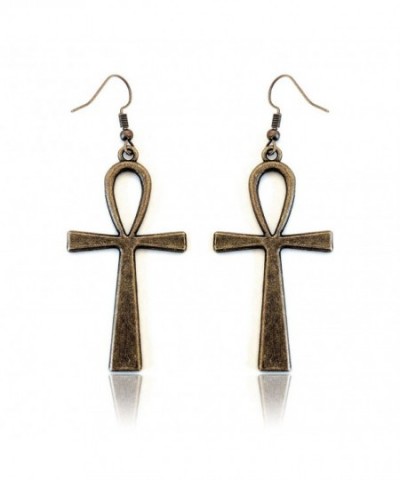 Antiqued Golden Egyptian Ankh Earrings