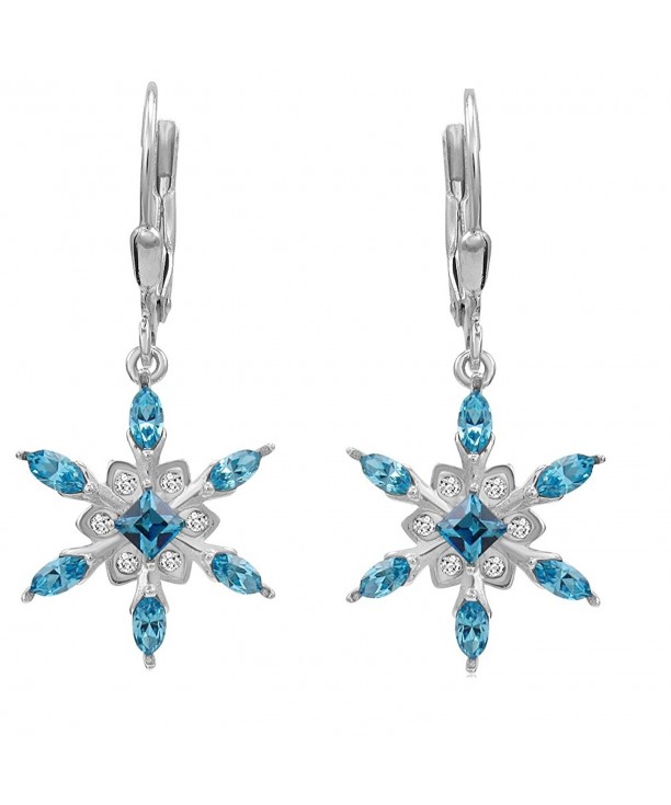 Sterling Snowflake Leverback Earrings Swarovski