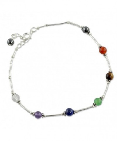 NOVICA Sterling Silver Anklet Health