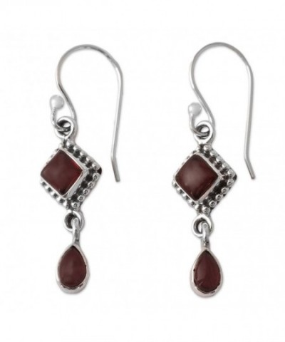 NOVICA Sterling Silver Garnet Earrings