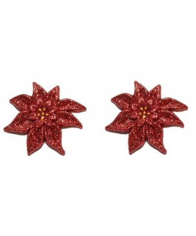 Glitter Christmas Poinsettia Earrings H172clip