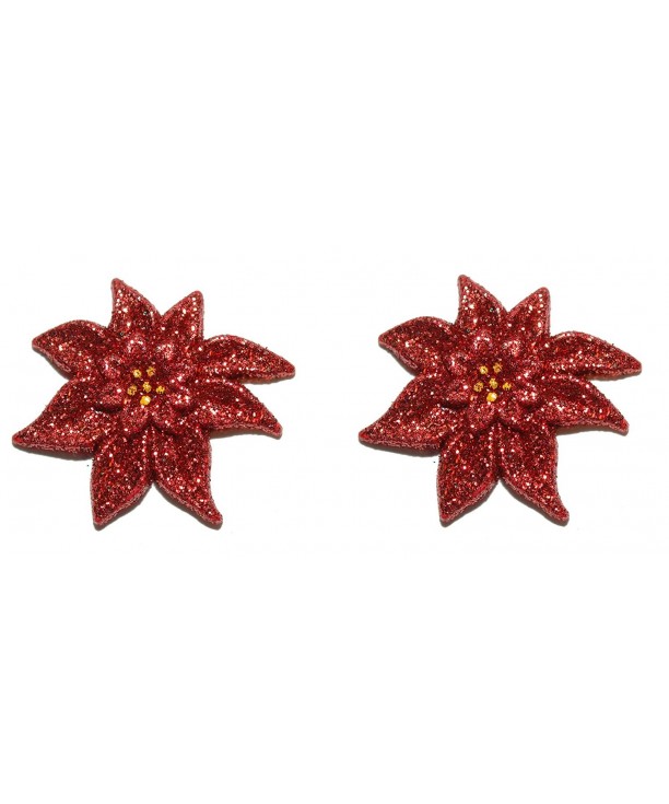 Glitter Christmas Poinsettia Earrings H172clip