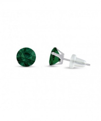 Round Simulated Emerald Earrings Birthstone