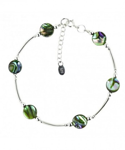 Round Abalone Sterling Silver Bracelet