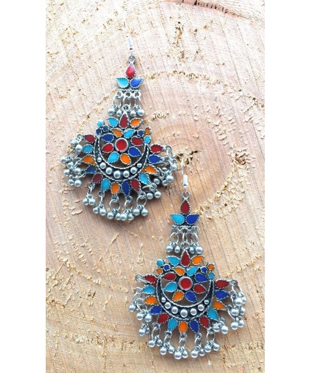 Satyam Kraft Oxidized Chandbali Earrings