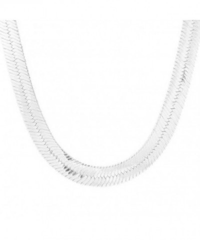 Silver Tone Herringbone Chain Necklace