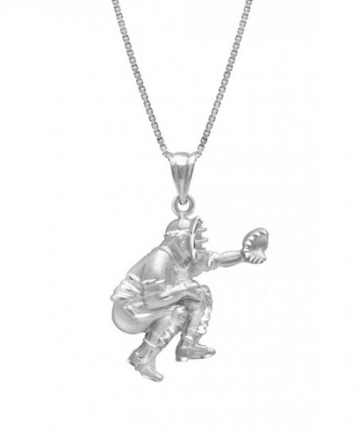 Sterling Silver Baseball Catcher Necklace Pendant