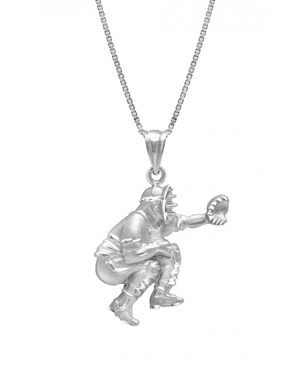 Sterling Silver Baseball Catcher Necklace Pendant