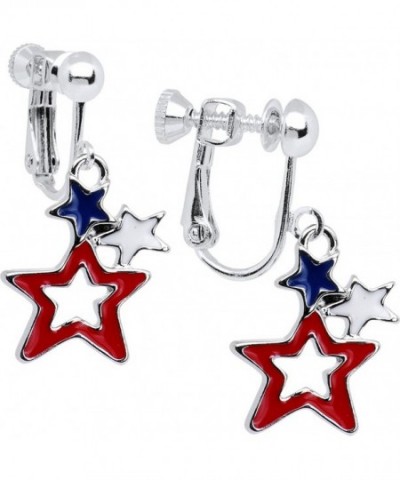 Patriotic Star Clip on Earrings