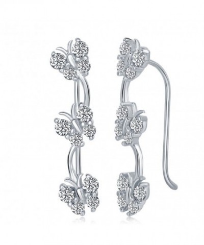 Sterling Zirconia Butterfly Climber Earrings