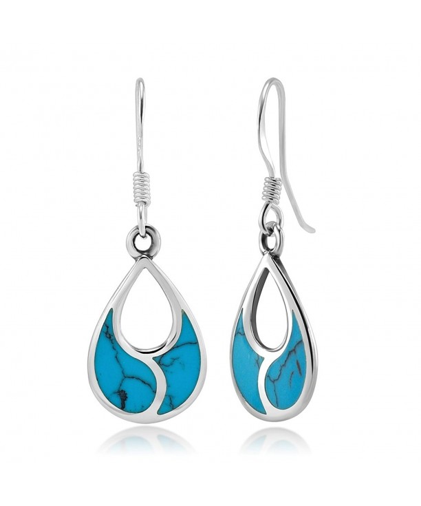 Sterling Simulated Turquoise Teardrop Earrings