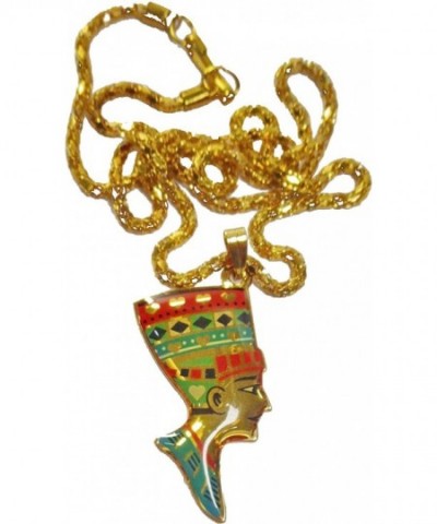 Handmade Egyptian Nefertiti Necklace Enameled