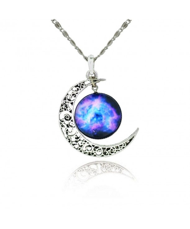 Galaxy Crescent Cosmic Pendant Necklace