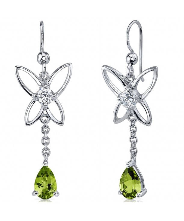 Peridot Earrings Sterling Rhodium Butterfly