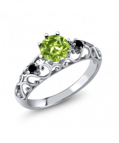 Round Peridot Diamond Sterling Silver