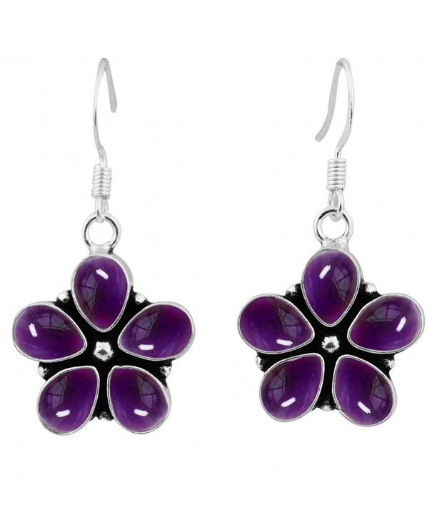 7 50ctw Genuine Amethyst Silver Earrings