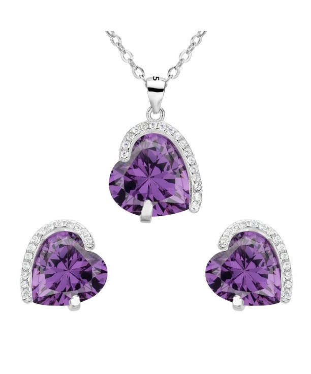 EleQueen Sterling Zirconia Necklace Earrings