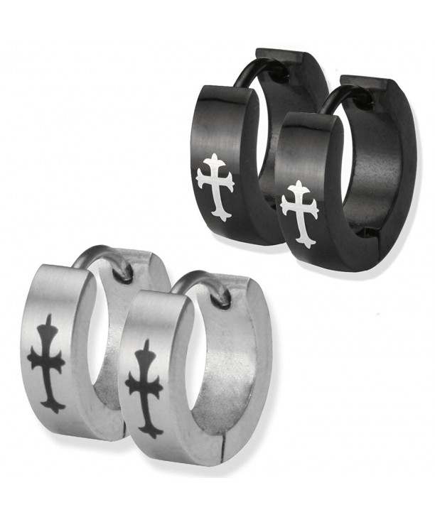 Stainless Steel Silver Tone Huggie Earrings