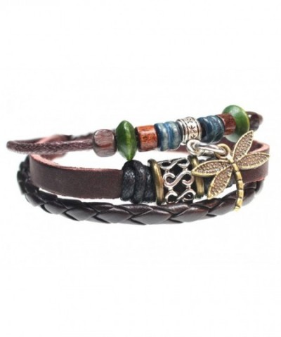 Dragonfly Leather Bracelet Fits Inches