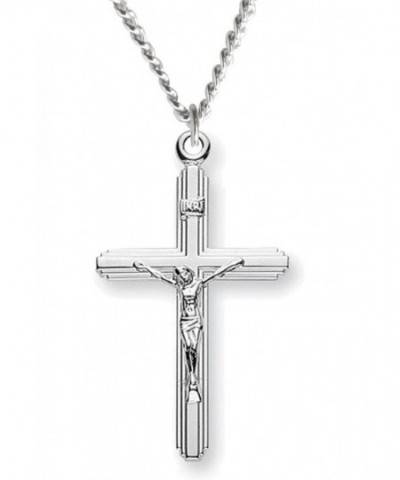 Womens Sterling Crucifix Pendant Rhodium